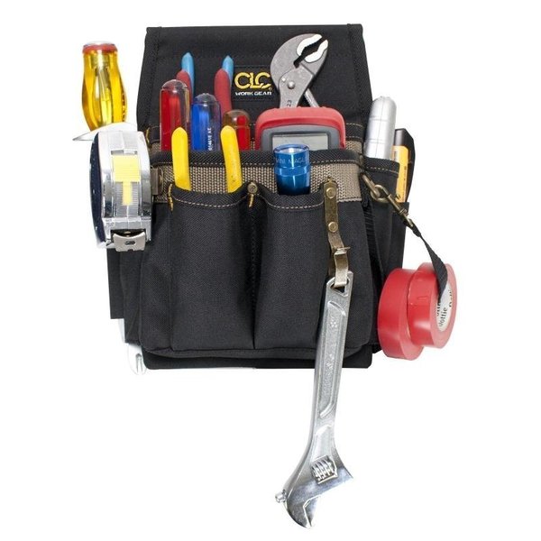 Clc Work Gear Tool Works Series Tool Pouch, 10Pocket, Polyester, BlackTan, 712 in W, 11 in H, 614 in D 1505